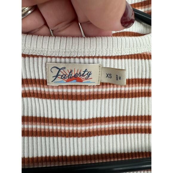 Faherty Freestyle Rib Knit Tee Toulouse Stripe - Picture 7 of 8
